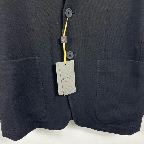 Canali Travel Knit Solid Black Sportcoat Suit Jacket Blazer Size 42 NWT